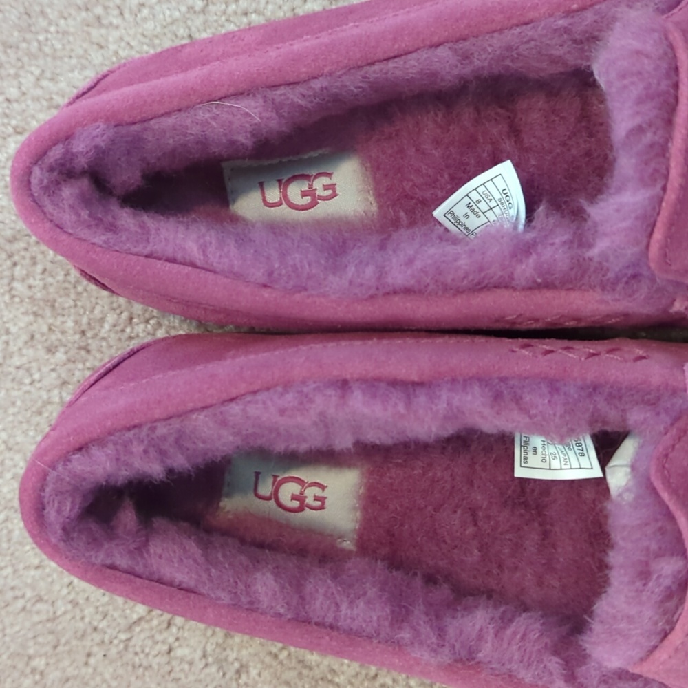NEW UGG Australia Womens Ansley Suede Mocassin Slipper Fuchsia Pink - Picture 7 of 7